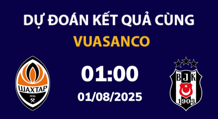 Soi kèo Shakhtar Donetsk vs Besiktas – 01h00 – 01/08 – Europa League
