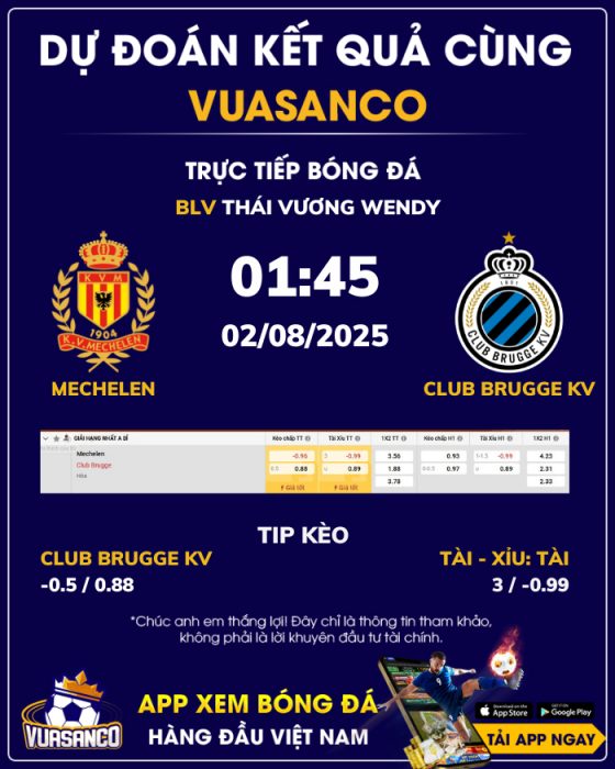 Soi kèo KV Mechelen vs Club Brugge KV – 01h45 – 02/08 – VĐQG Bỉ