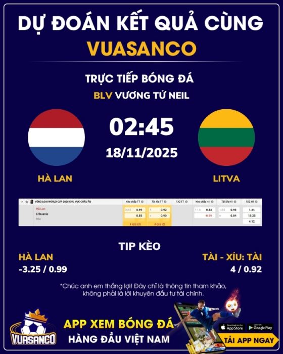 Soi kèo Hà Lan vs Lithuania – 02h45 – 18/11 – VL World Cup Châu Âu